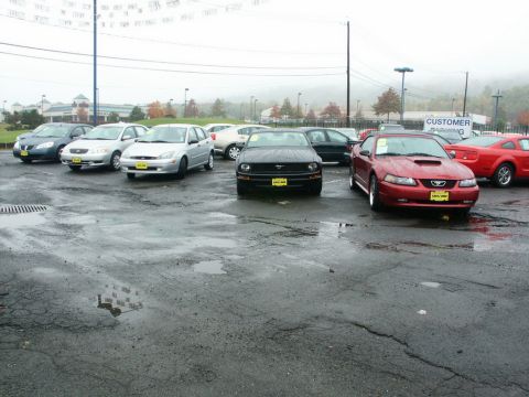 2001 Mercury Grand Marquis - A variety of vehicles are parked on a wet lot, with a sign for customer parking visible in the background.