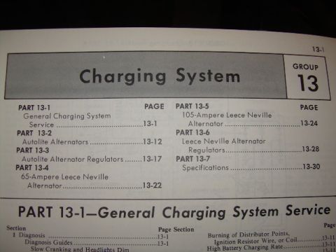 1971 Ford F-100 - Service manual page detailing the charging system and related components.