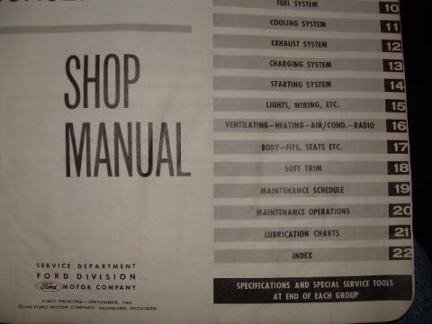 1971 Ford F-100 - A shop manual cover page from the Ford Division Service Department, printed in September 1964.