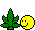1989 Ford Bronco - This image shows a pixelated marijuana leaf next to a smiley face against a red background.