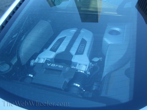 1968 Ford Mustang - Engine bay of an Audi R8, showing the V8 FSI engine.