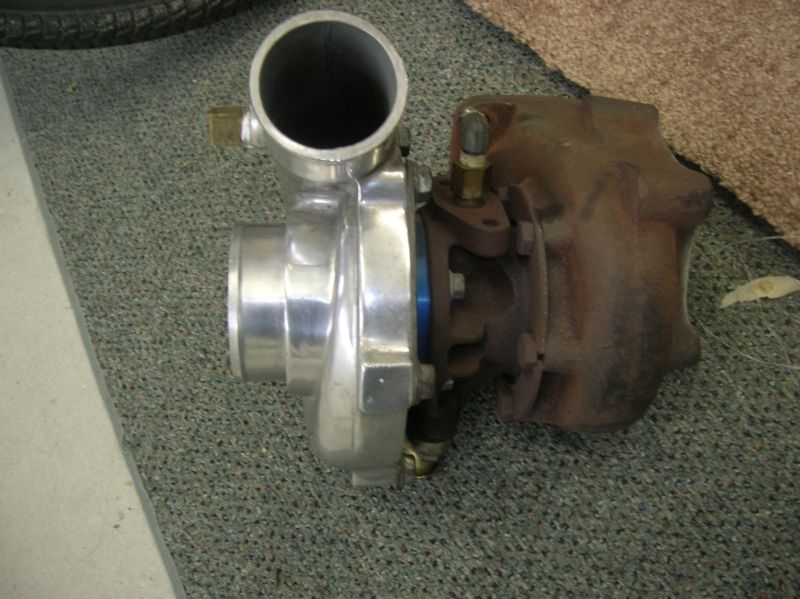 Polished turbocharger with rusty exhaust housing