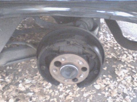 1972 Ford Ranchero - The rear drum brake assembly is visible, showing the brake shoes and drum mechanism.