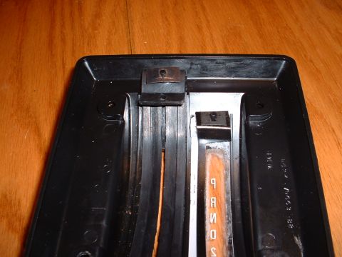 1978 Ford Mustang II - Close-up of an automatic transmission shifter plate, showing gear selection markings.