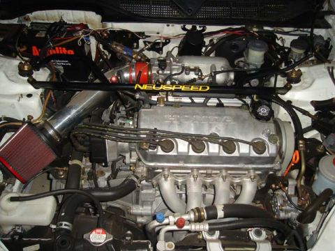 1997 Ford Probe - The engine bay shows a "HONDA" engine and a "NEUSPEED" branded strut bar.