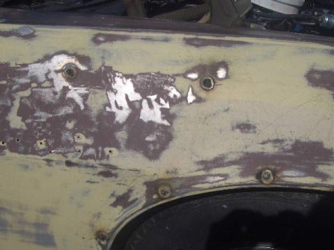 1976 Ford Ranchero - Welded steel plugs into body to fill old moulding holes