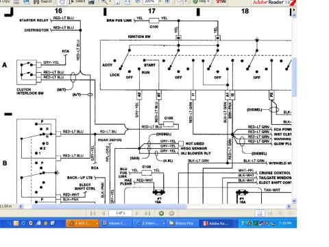 1989 Ford Bronco - Electrical schematic showing system connections and component functions.