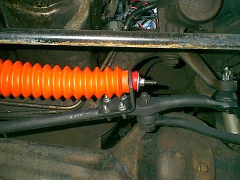 1983 Ford Bronco - Here is the other end. i added new poly bushings here too and a new boot. i re aligned the mount on the center link. this works so much bet…