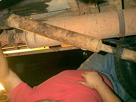 1983 Ford Bronco - this was the stock shaft at normal ride height. the stock shaft would have been ok but i i broke a pin in the double cardian joint and i wa…