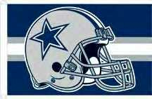 1998 Jeep TJ - Dallas Cowboys helmet logo is depicted on a blue and white striped background.