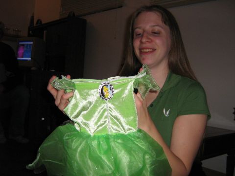 1995 Ford Bronco - Woman holds a green dress with a character emblem, possibly for a costume.