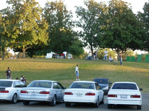 1995 Ford Taurus - Several cars are parked in a lot with trees and grass visible.