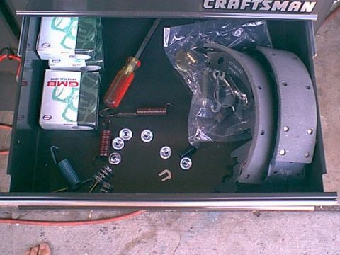 1983 Ford Bronco - Here is the all new brake system. new shoes, drums, springs and hardware.