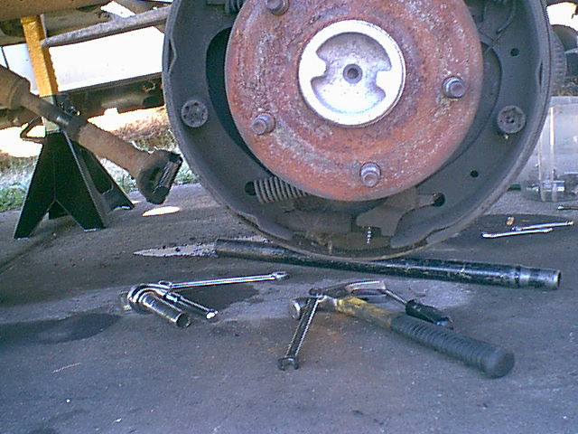 Here is the drivers side brake system as i started this repair.