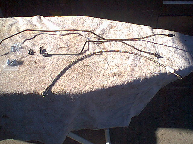 Here is the new lines and adapters i got to conver the rear brakes to braided lines.