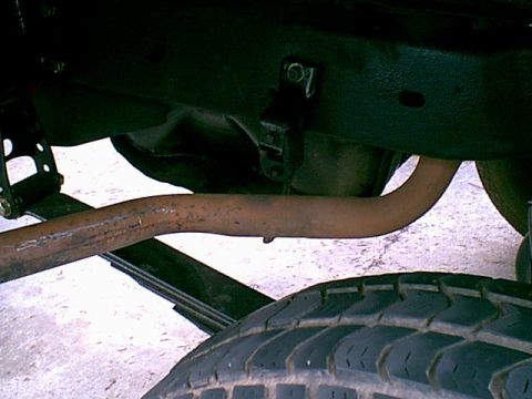 1983 Ford Bronco - I moved the exhaust hanger to a different spot and bent the pipe some. this was good enough for now.