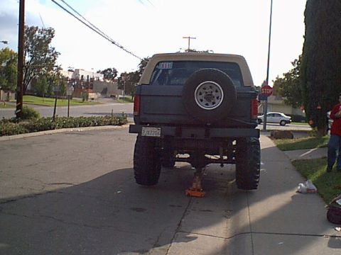1983 Ford Bronco - Here Jezebel is from behind with the new shoes on.