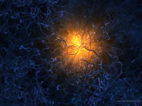 1979 Ford F-150 - This abstract image depicts a complex network of interconnected, thread-like structures surrounding a bright, central light source.
