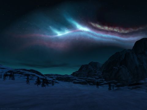 1979 Ford F-150 - A breathtaking display of the aurora borealis illuminates the night sky over a cold, winter landscape.