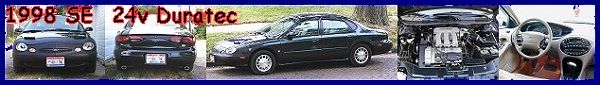 1998 SE 24v Duratec Ford Taurus photo collage showing front, side, engine and interior
