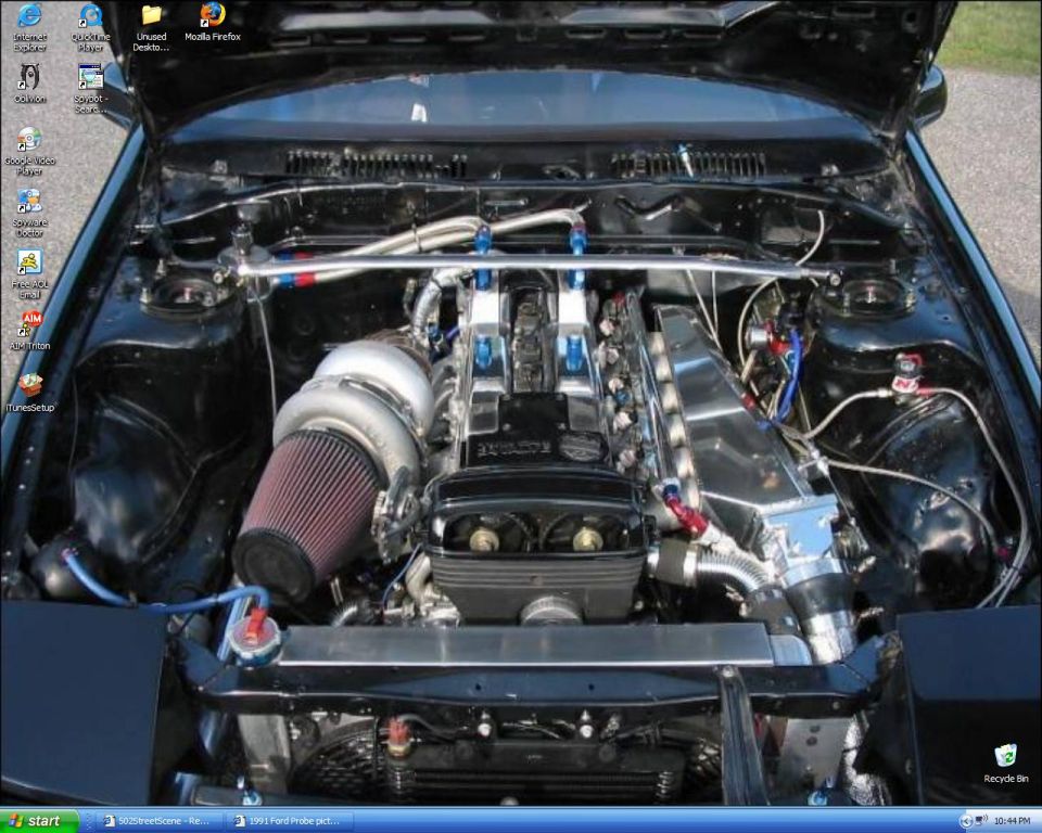Engine bay with large turbocharger and custom intercooler