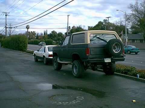 1983 Ford Bronco - this was after the shackle flip. this needs to get new springs in the front...to level it out some.