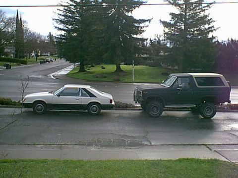 1983 Ford Bronco - here are 2 of our Fords the small mustang and the tall bronco.