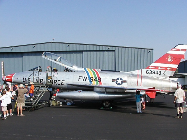 F-100 Super Sabre. This guy gives rides and lets you fly for only $4000. The plane is only 50 years old!