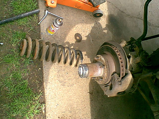Here is the driver side spring out.