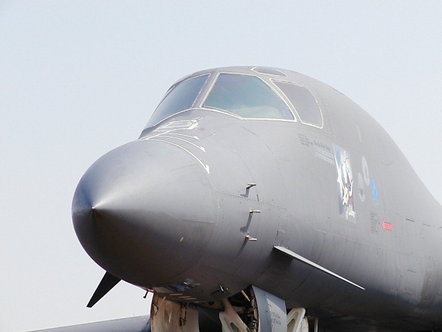 Close-up of B1-B Cockpit.  It reminds me of some animal.