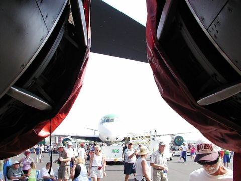 1998 Ford Taurus - Looking out from between B1-B engines. I just thought this was an odd pic. How many times do you get to stand between that much power? Stup…