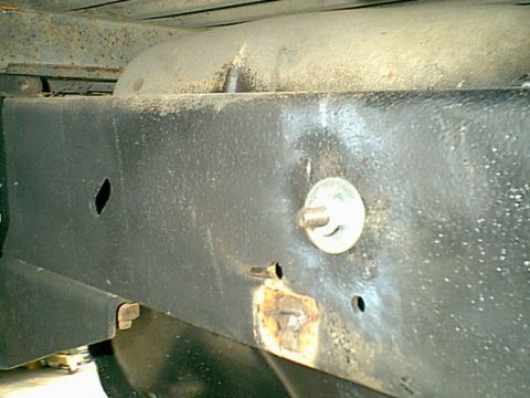 1983 Ford Bronco - here is the new location of the rear exhaust hanger. you can see whaere the old mount was.