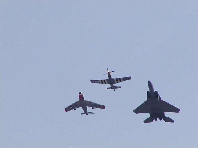 F-15, P-51, & F-86.  50 Years of Aviation demonstration.