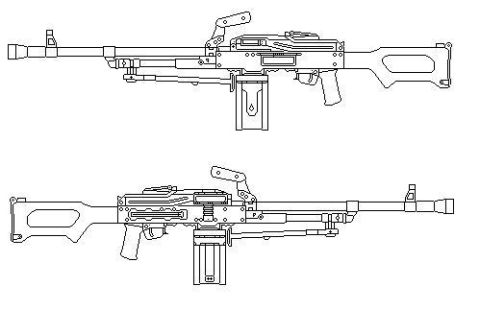 1985 Ford Bronco - Diagrams show a machine gun from two different angles, with a website URL at the bottom.