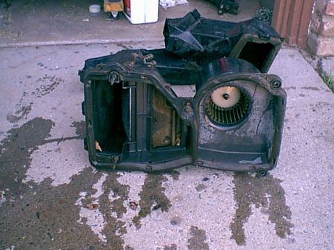 Heater Box Swap - Here it the firewall side of the heaterbox. the left side is here the leaves like to pile up and behind the blend door.…