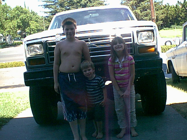 Here is the front with the kids when we towed Jezebel home.