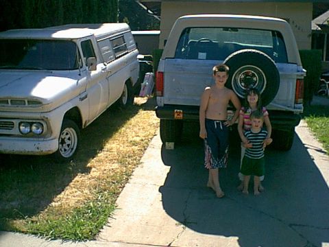 1983 Ford Bronco - Here are the kids at the back of Jezebel as we got her.