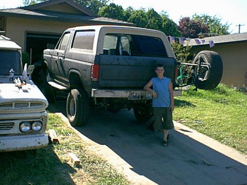 1983 Ford Bronco - It was a long hot day but we got it done here is Josh holding himself up...