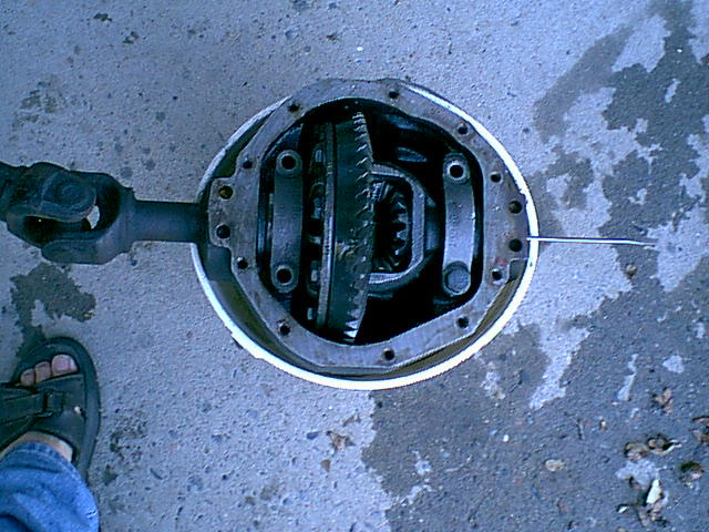 I put the pig into a bucket to remove the main caps the shaft on the left is held in with a C-clip.