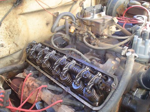 1967 Ford F-250 - Engine valve train components, including rocker arms and springs, are shown in this close-up view.