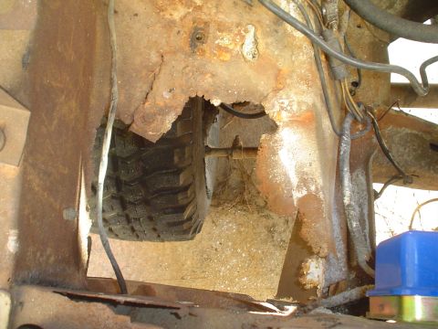1967 Ford F-250 - Severe rust damage on a vehicle's frame, obscuring the model year and specific vehicle details.