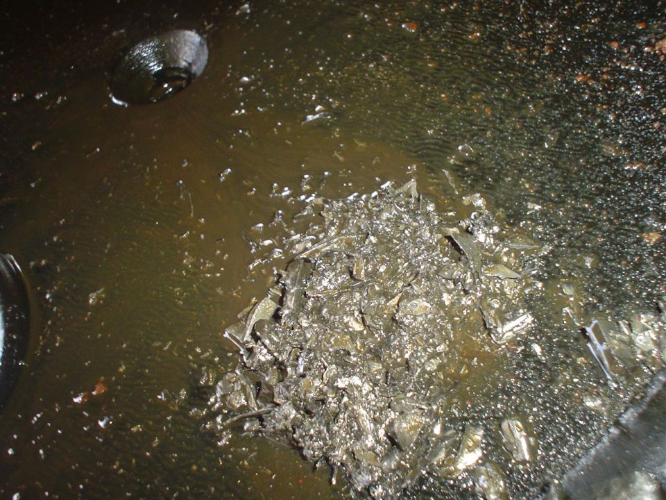 Metal shavings in oil, likely from rear axle failure