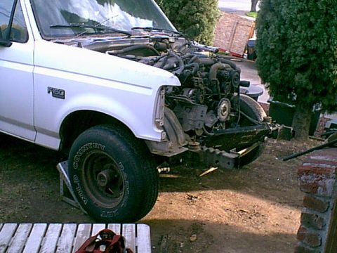 1983 Ford Bronco - here is the donor truck. a 1992 F150 custom truck. theis truck was rear ended and demed a full loss. the next owner needed the front sheet…