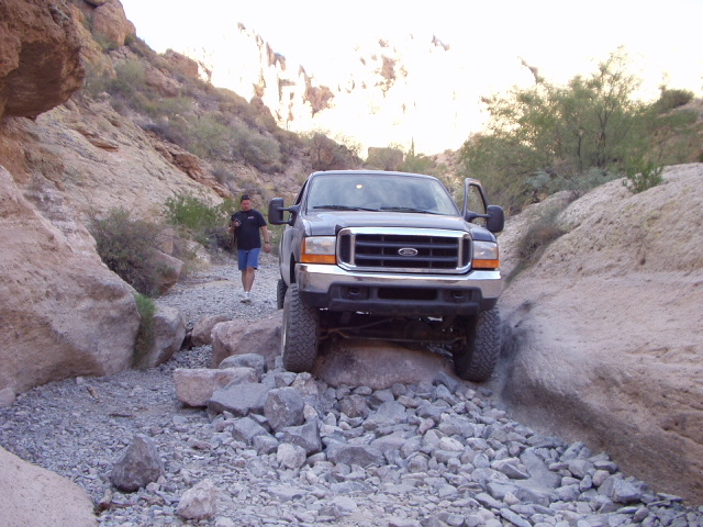 had to highlift the front up off the rock and drive forward