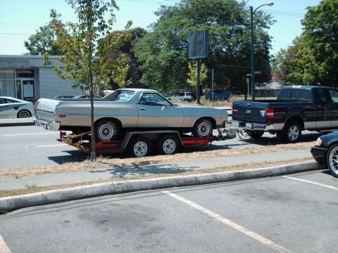 1973 Ford Ranchero - arrived in Vancouver in one piece-thanks U-haul! Now, it's time for the safety inspection.