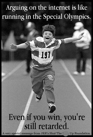 1968 Ford Mustang - A runner with Down syndrome crosses the finish line, with text about internet arguments and winning.