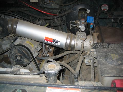 1995 Ford Bronco - K&N High-Flow Air Filters intake system installed in an engine bay.