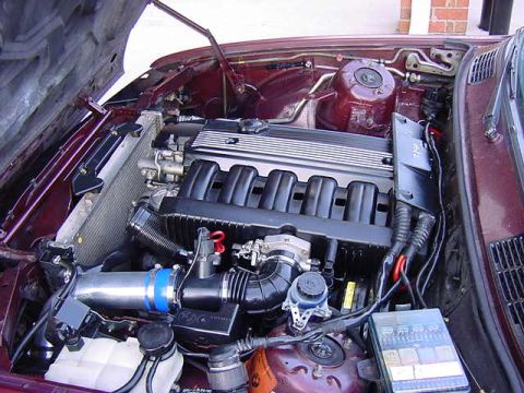 1984 BMW 3 Series - Engine bay of a BMW, likely an E30 generation, showing the M20 engine and associated components.
