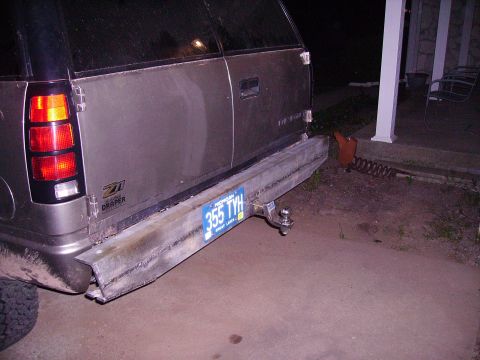 2000 Chevrolet Tahoe - Custom metal rear bumper and trailer hitch on a Chevrolet Tahoe. The Z71 badge is visible.