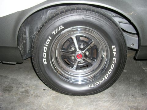 1972 Ford Ranchero - A close-up view of a vehicle's wheel and tire, showing the BFGoodrich Radial T/A branding.